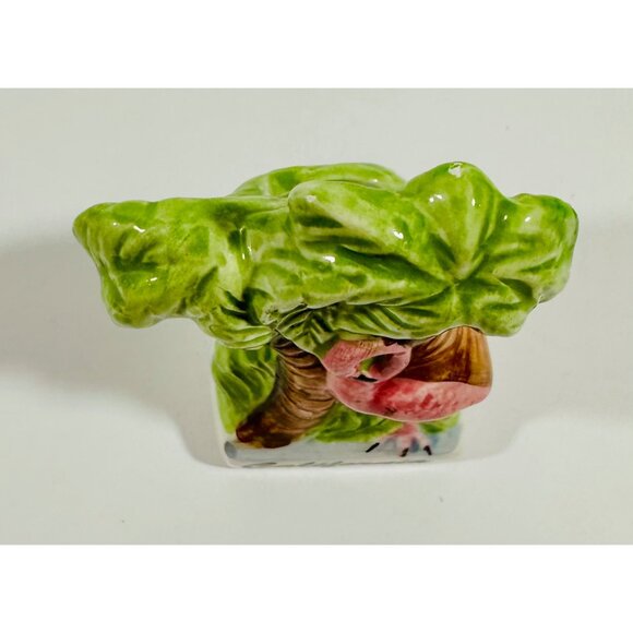 Vintage California Flamingo & Palm Tree Ceramic Toothpick Holder Decoration - Picture 8 of 12